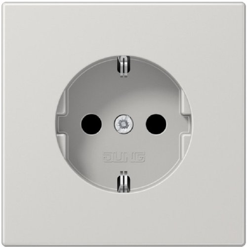 Розетка с заземлением без рамки Jung LS990 1-м. шторки серый картинка